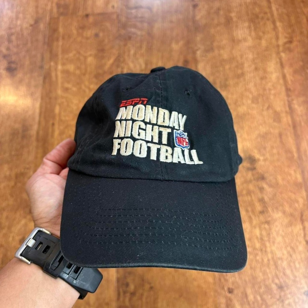 Vintage NFL ESPN Monday Night Football Hat Black Headmaster Adjustable Dad Cap